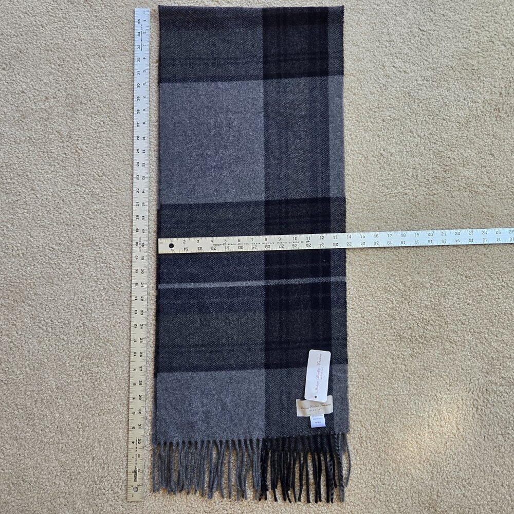 NWT Italian Woolen Treasures Wool Plaid Fringe Scarf - Picture 7 of 7